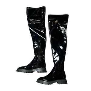 Jeffrey Campbell Black Patent Over the Knee Boots